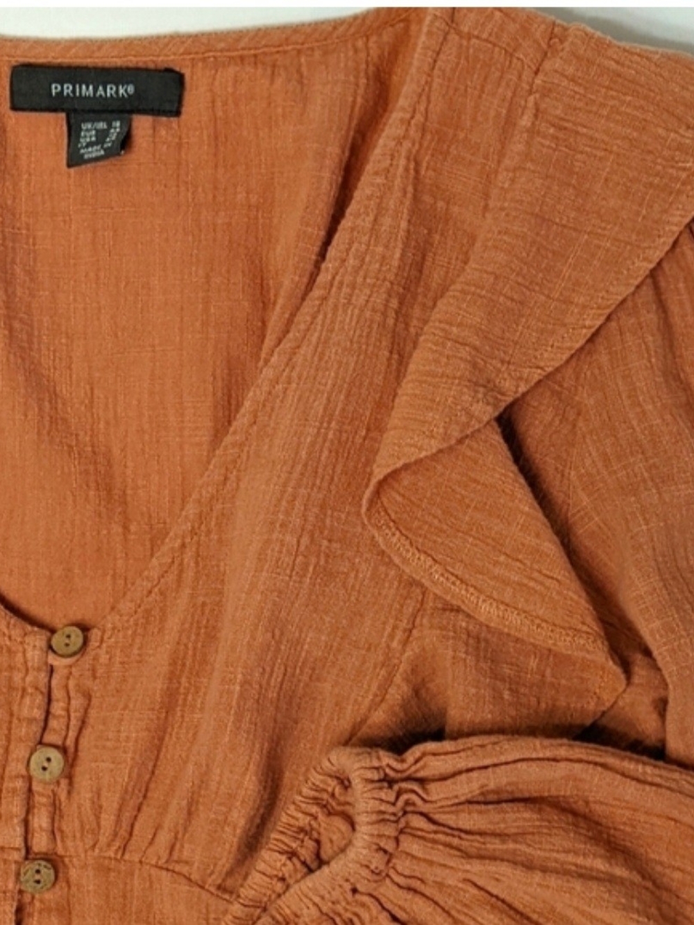 PRIMARK Rust Ruffle Button-Front Crop Top - Unbranded - Picture 5 of 8